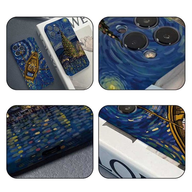 For iPhone 12 mini Precise Hole Oil Painting Pattern PC Phone Case(Castle) by buy2fix