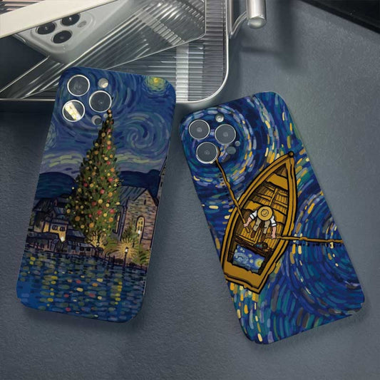 For iPhone 12 Precise Hole Oil Painting Pattern PC Phone Case(Castle) by buy2fix