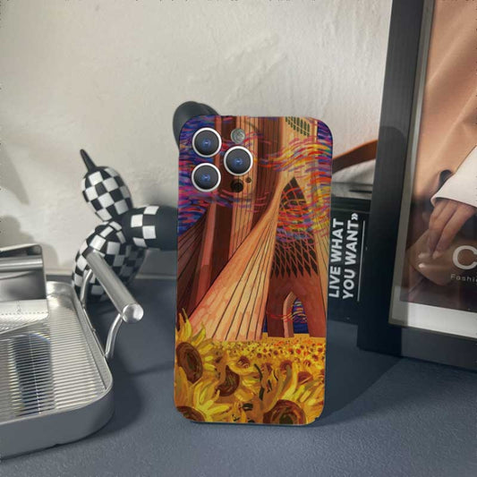 For iPhone 12 Pro Max Precise Hole Oil Painting Pattern PC Phone Case(Architectural Painting) by buy2fix