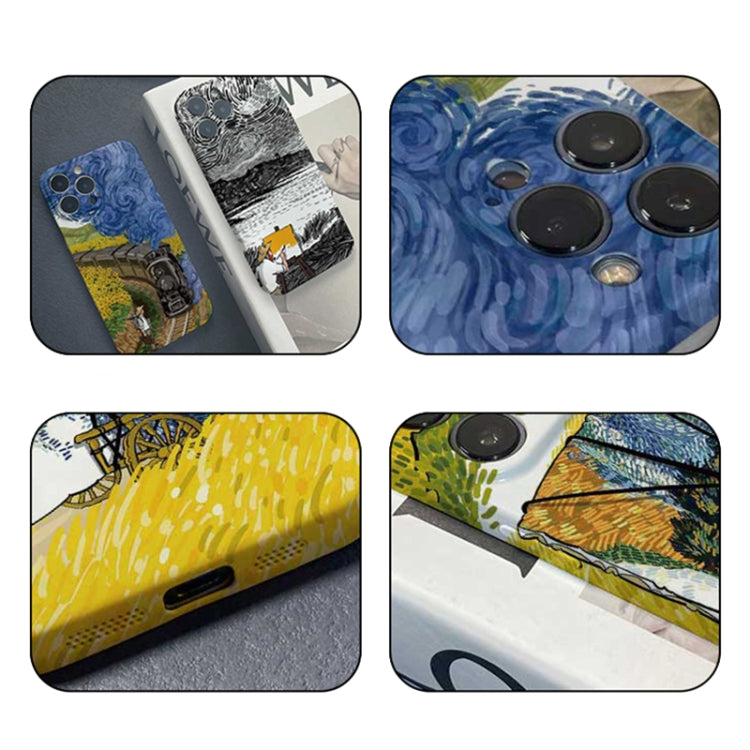 For iPhone XR Precise Hole Oil Painting Pattern PC Phone Case(Inkwash) by buy2fix