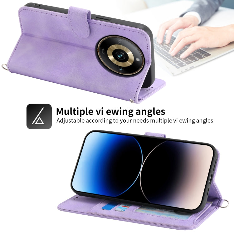 For Realme 11 Pro 5G / 11 Pro+ 5G Skin-feel Flowers Embossed Wallet Leather Phone Case(Purple) - Realme Cases by buy2fix | Online Shopping UK | buy2fix
