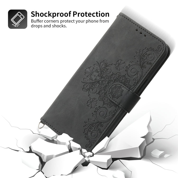 For Realme 11 Pro 5G / 11 Pro+ 5G Skin-feel Flowers Embossed Wallet Leather Phone Case(Black) - Realme Cases by buy2fix | Online Shopping UK | buy2fix
