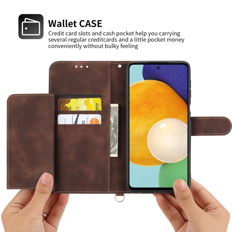 For Honor 90 5G Skin Feel Flowers Embossed Wallet Leather Phone Case(Brown) - Honor Cases by buy2fix | Online Shopping UK | buy2fix