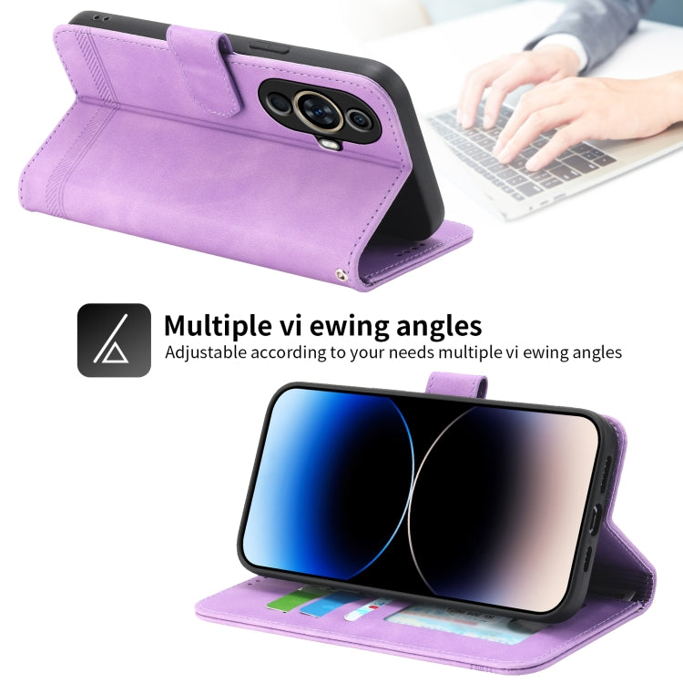 For Huawei nova 11 Dierfeng Dream Line TPU Hybrid PU Leather Phone Case(Purple) - Huawei Cases by buy2fix | Online Shopping UK | buy2fix
