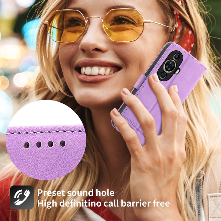 For Huawei nova 11 Dierfeng Dream Line TPU Hybrid PU Leather Phone Case(Purple) - Huawei Cases by buy2fix | Online Shopping UK | buy2fix
