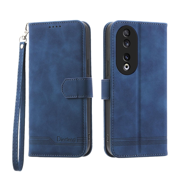 For Honor 90 5G Dierfeng Dream Line TPU Hybrid PU Leather Phone Case(Blue) - Honor Cases by buy2fix | Online Shopping UK | buy2fix