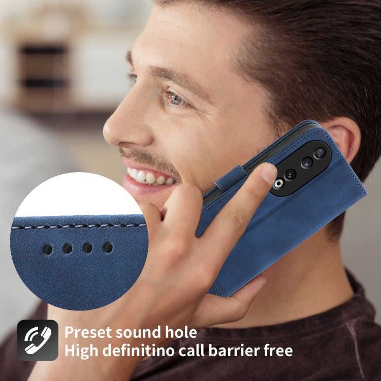 For Honor 90 5G Dierfeng Dream Line TPU Hybrid PU Leather Phone Case(Blue) - Honor Cases by buy2fix | Online Shopping UK | buy2fix