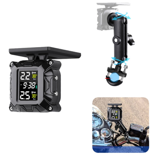M9 Color Screen Motorcycle Solar Wireless Tire Pressure Monitor With Handbar Mount by buy2fix