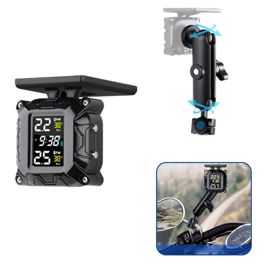 M9 Color Screen Motorcycle Solar Wireless Tire Pressure Monitor With Rear Mirror Screw Mount by buy2fix
