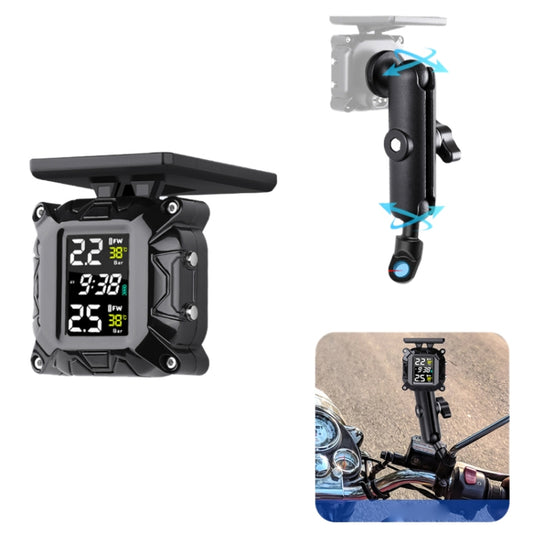 M9 Color Screen Motorcycle Solar Wireless Tire Pressure Monitor With Rear Mirror Bolt Mount by buy2fix