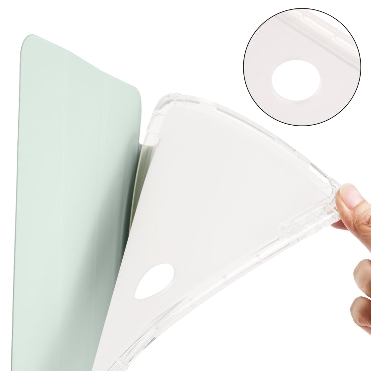 For OPPO Pad 2 11.6 2023 3-fold Clear TPU Smart Leather Tablet Case with Pen Slot(Light Green) by buy2fix