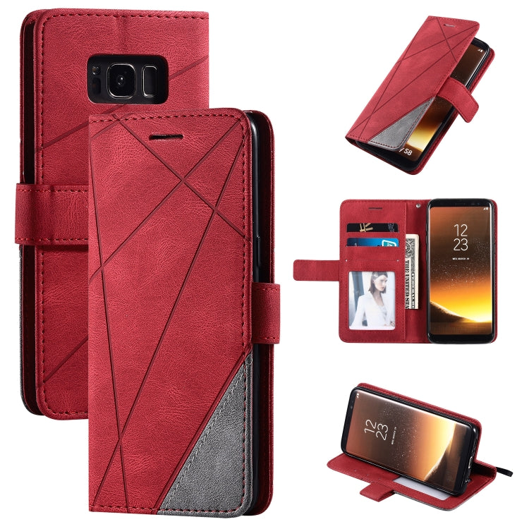 For Samsung Galaxy S8 Skin Feel Splicing Horizontal Flip Leather Case with Holder & Card Slots & Wallet & Photo Frame(Red) - Galaxy Phone Cases by buy2fix | Online Shopping UK | buy2fix