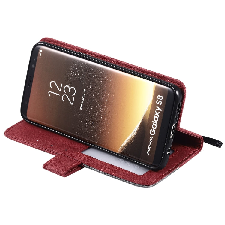 For Samsung Galaxy S8 Skin Feel Splicing Horizontal Flip Leather Case with Holder & Card Slots & Wallet & Photo Frame(Red) - Galaxy Phone Cases by buy2fix | Online Shopping UK | buy2fix