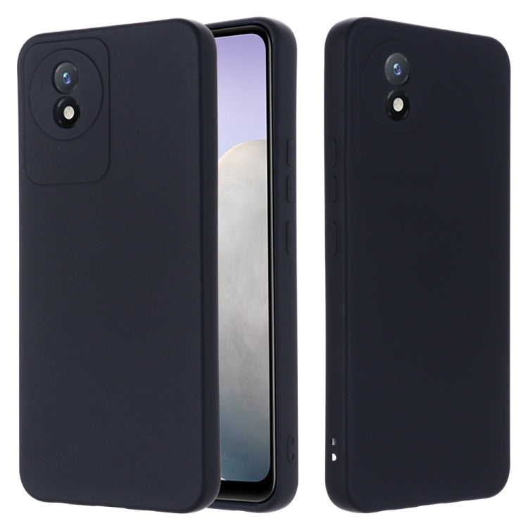 For vivo Y02A 4G / Y11 2023 4G Pure Color Liquid Silicone Shockproof Phone Case(Black) - vivo Cases by buy2fix | Online Shopping UK | buy2fix