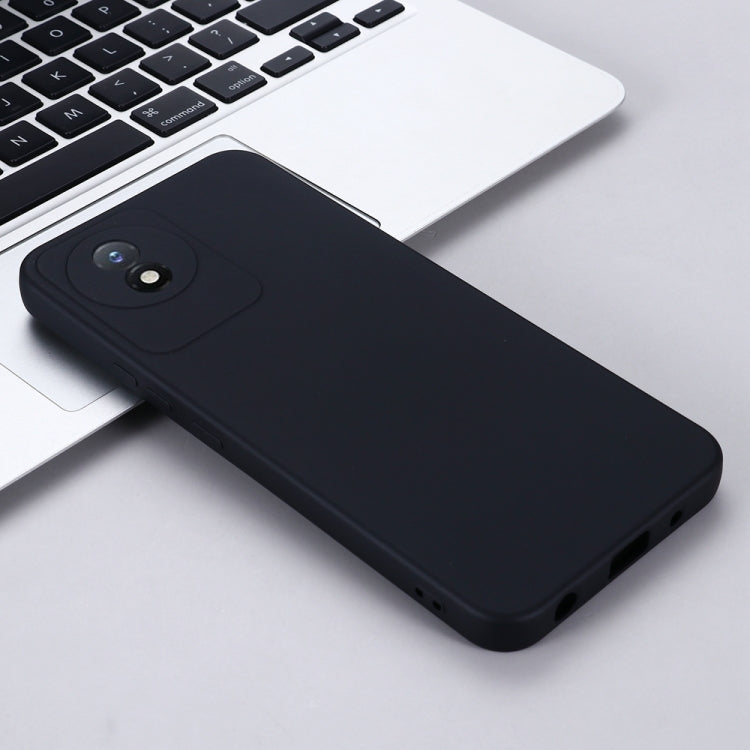 For vivo Y02A 4G / Y11 2023 4G Pure Color Liquid Silicone Shockproof Phone Case(Black) - vivo Cases by buy2fix | Online Shopping UK | buy2fix