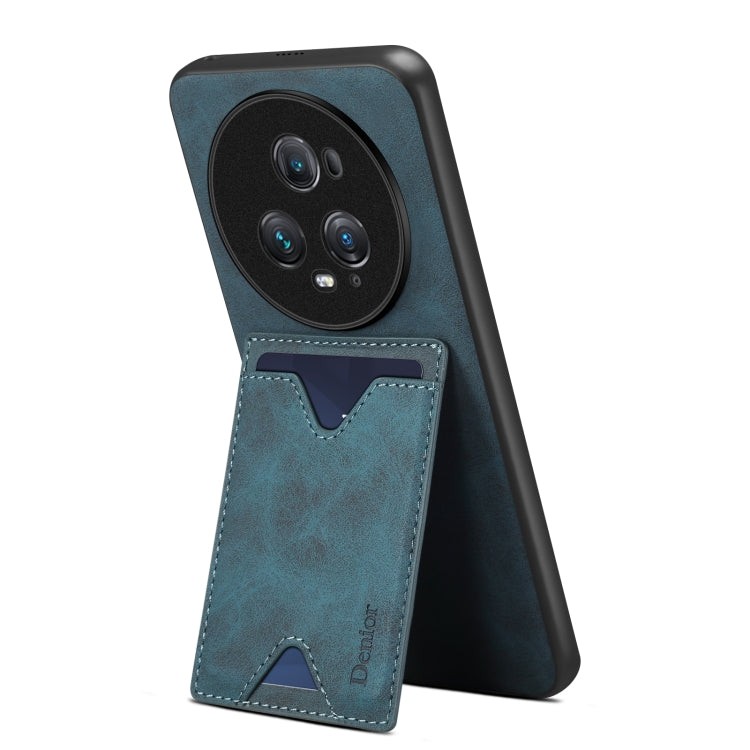 For Honor Magic5 Pro 5G Denior PU Back Cover Card Slot Holder Phone Case(Blue) - Honor Cases by Denior | Online Shopping UK | buy2fix
