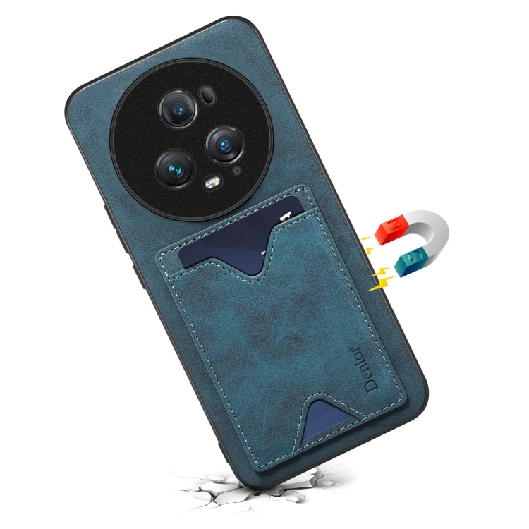 For Honor Magic5 Pro 5G Denior PU Back Cover Card Slot Holder Phone Case(Blue) - Honor Cases by Denior | Online Shopping UK | buy2fix