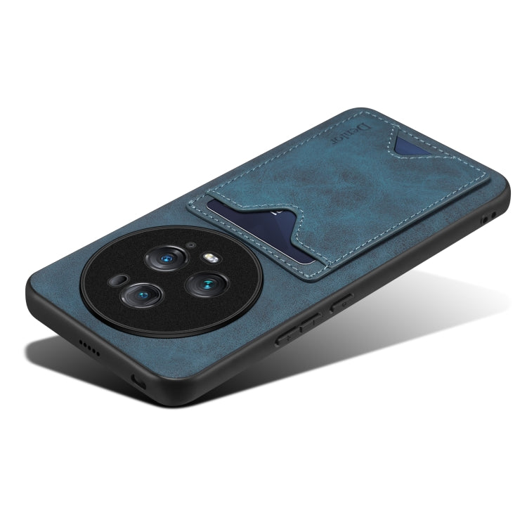 For Honor Magic5 Pro 5G Denior PU Back Cover Card Slot Holder Phone Case(Blue) - Honor Cases by Denior | Online Shopping UK | buy2fix