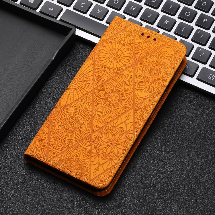 For Samsung Galaxy A42 5G Ethnic Embossed Adsorption Leather Phone Case(Yellow) - Galaxy Phone Cases by buy2fix | Online Shopping UK | buy2fix