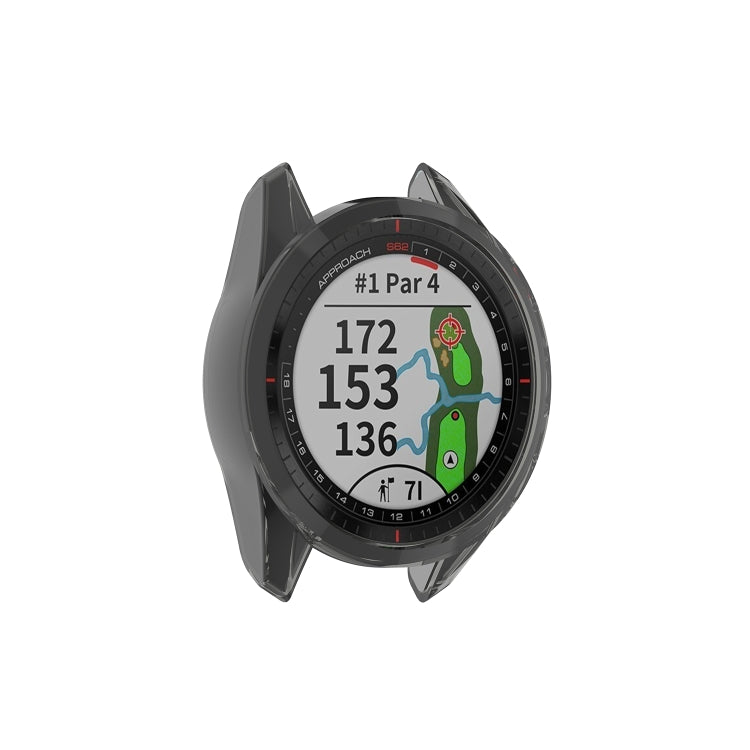 For Garmin Approach S62 Transparent TPU Silicone Watch Case(Transparent Black) by buy2fix