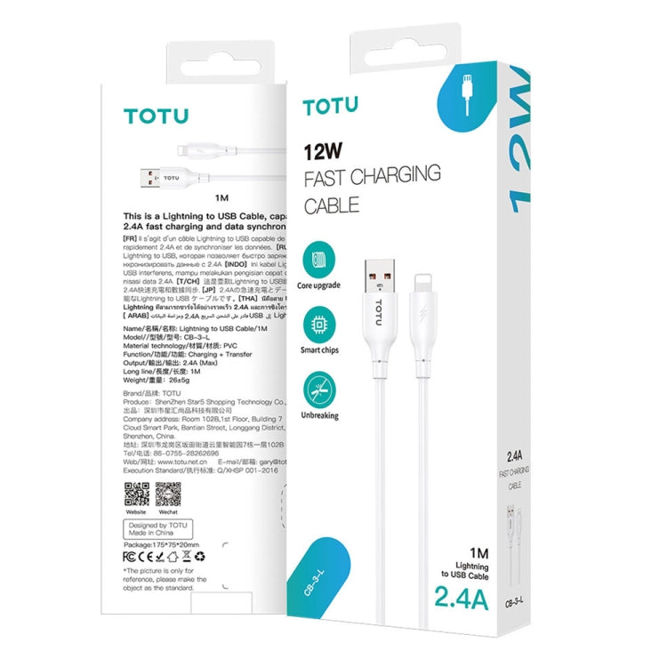 TOTU CB-3 Series USB-C / Type-C to USB-C / Type-C Fast Charge Data Cable, Length:1m(White) - USB-C & Type-C Cable by TOTUDESIGN | Online Shopping UK | buy2fix