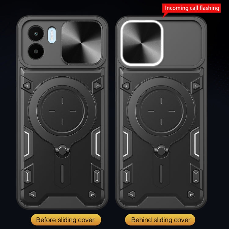 For Xiaomi Redmi A1 4G CD Texture Sliding Camshield Magnetic Holder Phone Case(Red) by buy2fix