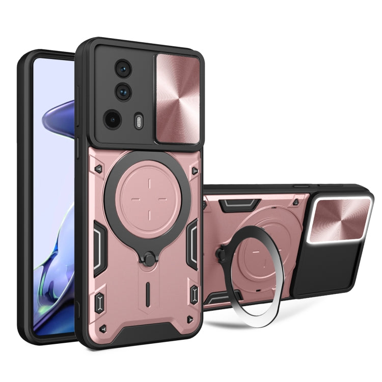 For Xiaomi 13 Lite / Civi 2 5G CD Texture Sliding Camshield Magnetic Holder Phone Case(Pink) - Xiaomi Cases by buy2fix | Online Shopping UK | buy2fix