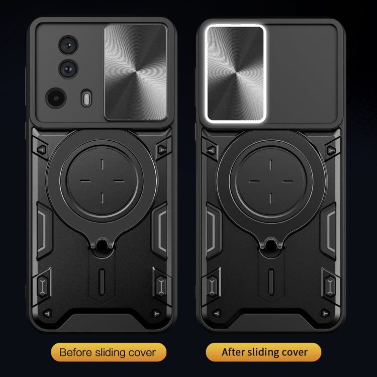 For Xiaomi 13 Lite / Civi 2 5G CD Texture Sliding Camshield Magnetic Holder Phone Case(Purple) by buy2fix