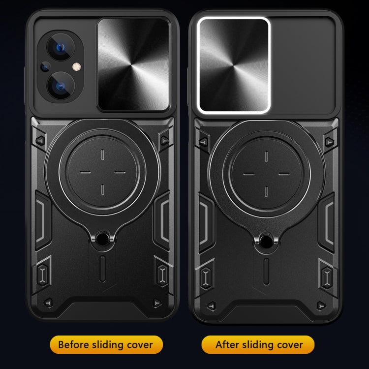 For Xiaomi Poco M5 5G CD Texture Sliding Camshield Magnetic Holder Phone Case(Black) by buy2fix