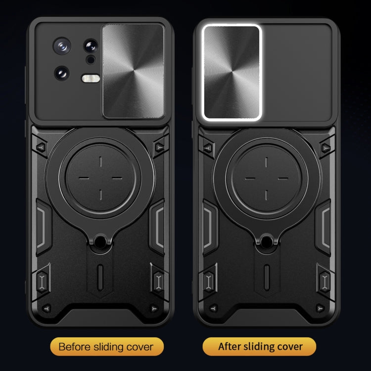 For Xiaomi 13 CD Texture Sliding Camshield Magnetic Holder Phone Case(Blue) by buy2fix