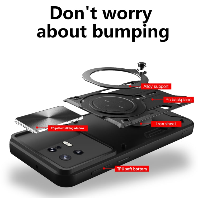 For Xiaomi 13 CD Texture Sliding Camshield Magnetic Holder Phone Case(Purple) - Xiaomi Cases by buy2fix | Online Shopping UK | buy2fix