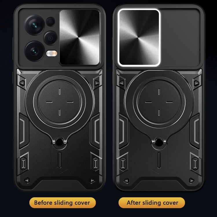 For Xiaomi Redmi Note 12 Pro 5G CD Texture Sliding Camshield Magnetic Holder Phone Case(Black) by buy2fix