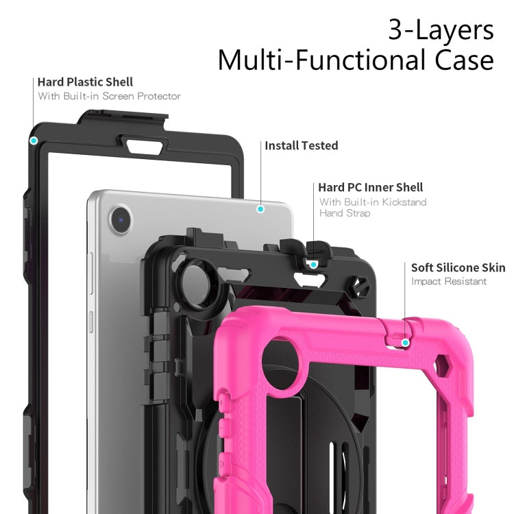 For Lenovo Tab M8 4th Gen Silicone Hybrid PC Tablet Case with Shoulder Strap(Rose Red) - Lenovo by buy2fix | Online Shopping UK | buy2fix