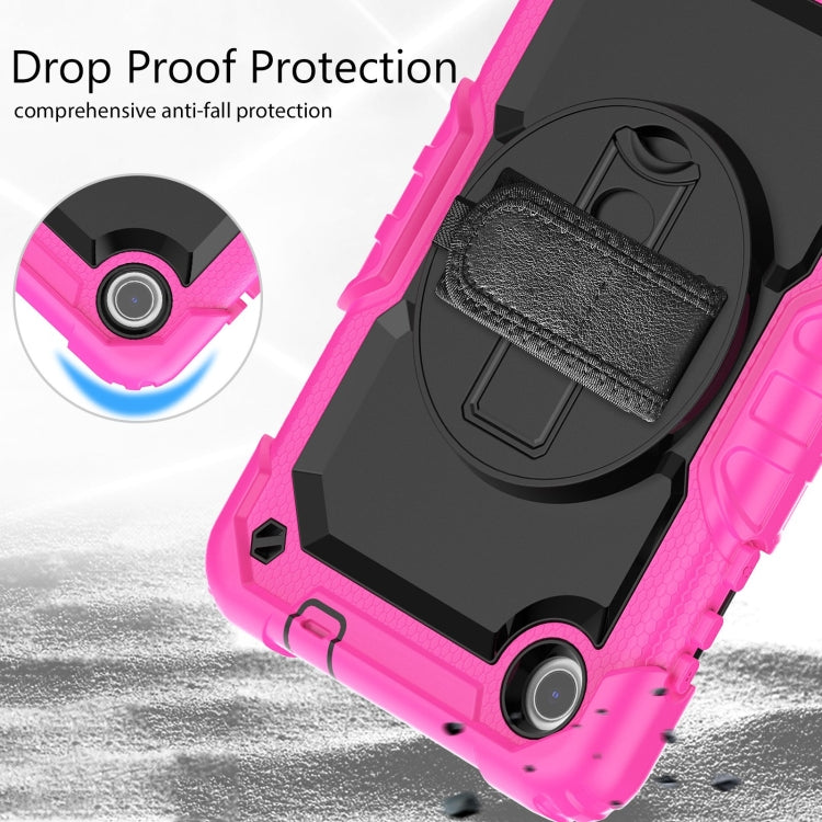 For Lenovo Tab M8 4th Gen Silicone Hybrid PC Tablet Case with Shoulder Strap(Rose Red) by buy2fix