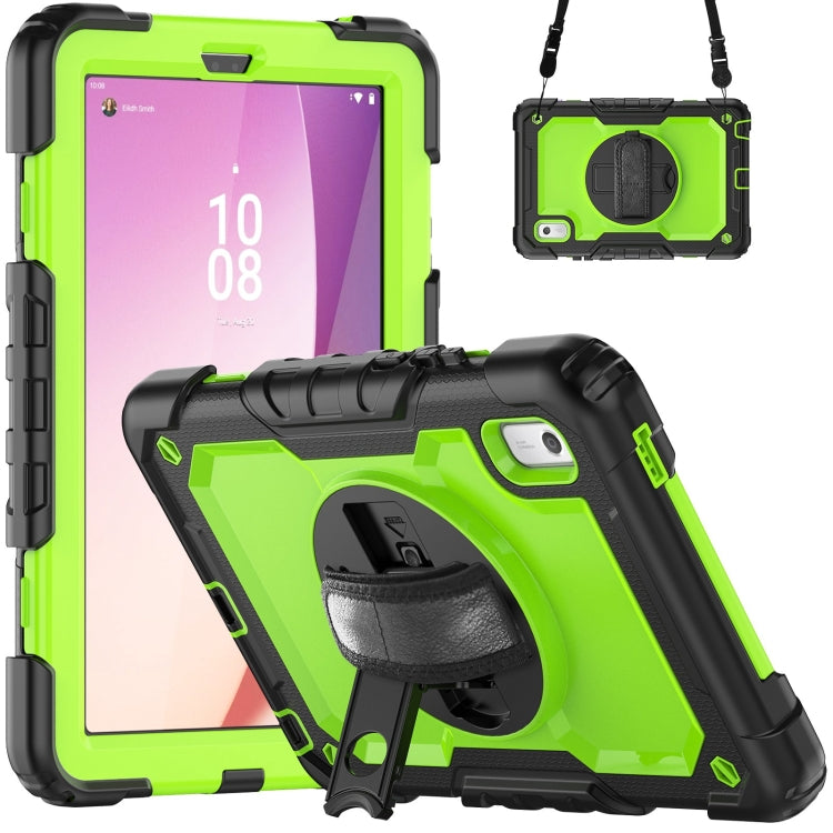 For Lenovo Tab M9 Silicone Hybrid PC Tablet Case with Shoulder Strap(Yellow Green PC) - Lenovo by buy2fix | Online Shopping UK | buy2fix