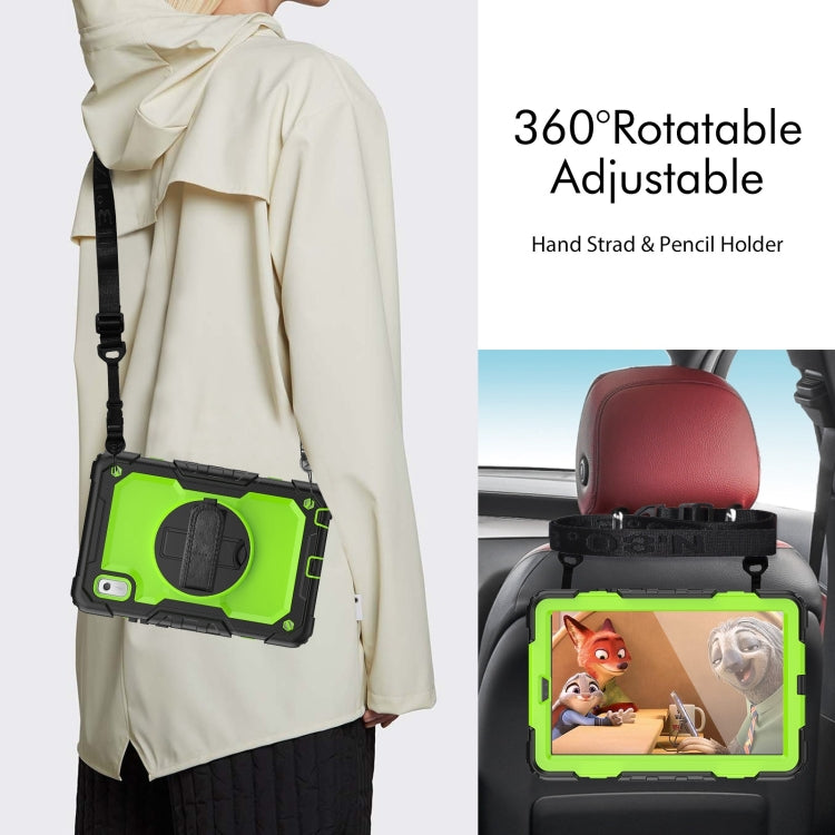 For Lenovo Tab M9 Silicone Hybrid PC Tablet Case with Shoulder Strap(Yellow Green PC) - Lenovo by buy2fix | Online Shopping UK | buy2fix