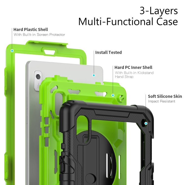 For Lenovo Tab M9 Silicone Hybrid PC Tablet Case with Shoulder Strap(Yellow Green PC) - Lenovo by buy2fix | Online Shopping UK | buy2fix