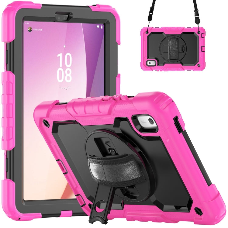 For Lenovo Tab M9 Silicone Hybrid PC Tablet Case with Shoulder Strap(Rose Red) - Lenovo by buy2fix | Online Shopping UK | buy2fix