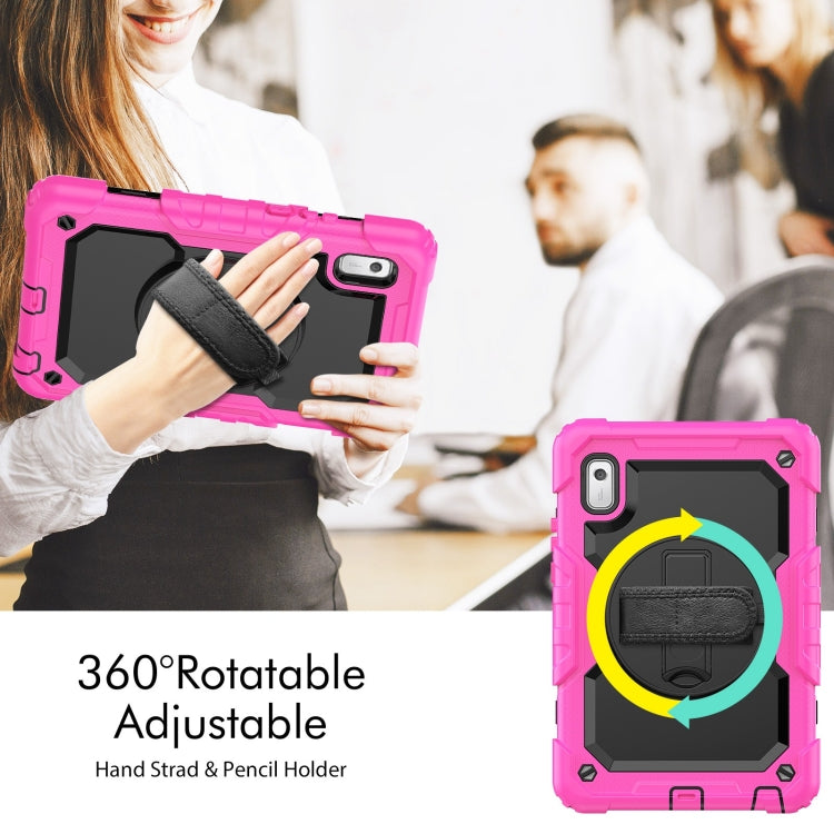 For Lenovo Tab M9 Silicone Hybrid PC Tablet Case with Shoulder Strap(Rose Red) - Lenovo by buy2fix | Online Shopping UK | buy2fix