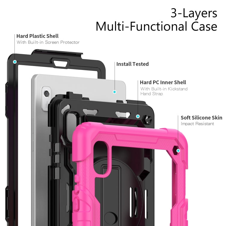 For Lenovo Tab M9 Silicone Hybrid PC Tablet Case with Shoulder Strap(Rose Red) - Lenovo by buy2fix | Online Shopping UK | buy2fix
