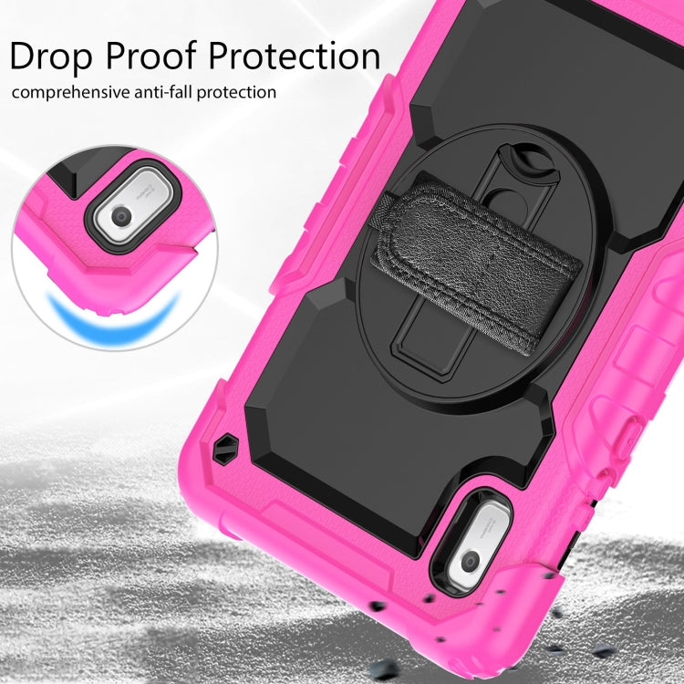 For Lenovo Tab M9 Silicone Hybrid PC Tablet Case with Shoulder Strap(Rose Red) - Lenovo by buy2fix | Online Shopping UK | buy2fix