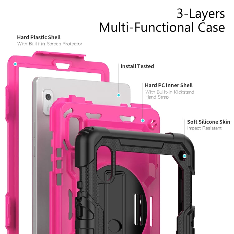 For Lenovo Tab M9 Silicone Hybrid PC Tablet Case with Shoulder Strap(Rose Red PC) - Lenovo by buy2fix | Online Shopping UK | buy2fix