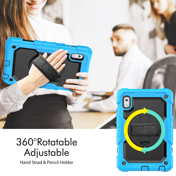 For Lenovo Tab M9 Silicone Hybrid PC Tablet Case with Shoulder Strap(Light Blue) - Lenovo by buy2fix | Online Shopping UK | buy2fix