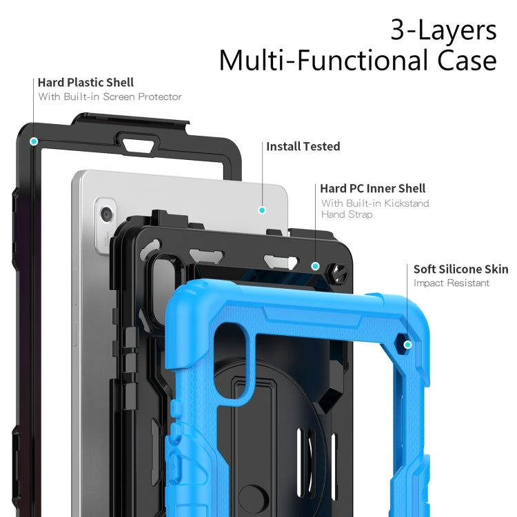 For Lenovo Tab M9 Silicone Hybrid PC Tablet Case with Shoulder Strap(Light Blue) - Lenovo by buy2fix | Online Shopping UK | buy2fix