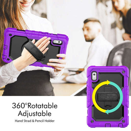 For Lenovo Tab M9 Silicone Hybrid PC Tablet Case with Shoulder Strap(Purple) by buy2fix