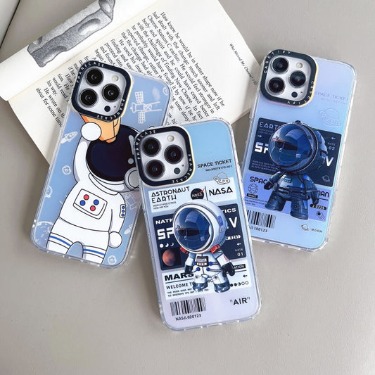 For iPhone 14 Pro Astronaut Pattern Shockproof PC Protective Phone Case(Black) by buy2fix