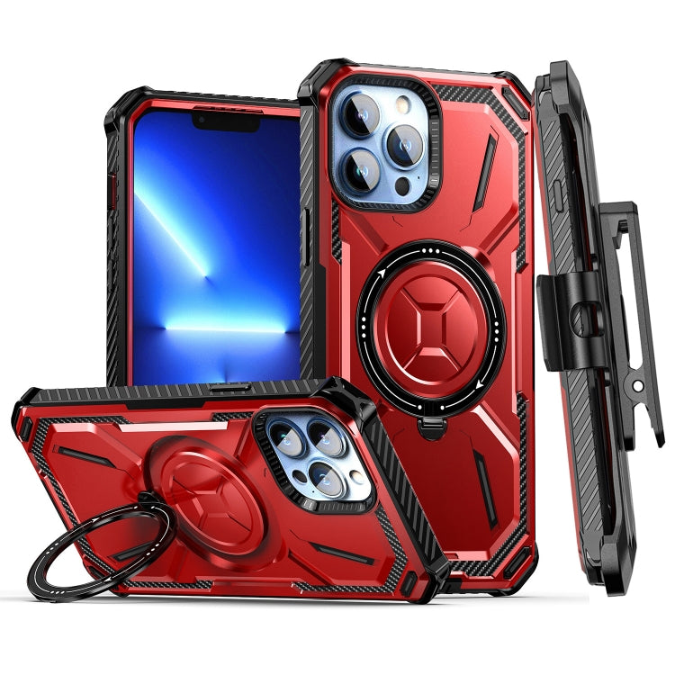 For iPhone 13 Pro Max Armor Series Holder Phone Case with Back Clip(Red) - iPhone 13 Pro Max Cases by buy2fix | Online Shopping UK | buy2fix