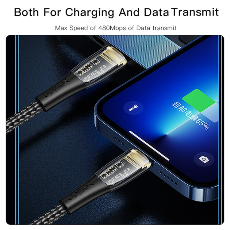 YESIDO CA102 PD 20W USB-C / Type-C to 8 Pin Braided Charging Data Cable, Length:2m(Black) - 2 in 1 Cable by Yesido | Online Shopping UK | buy2fix