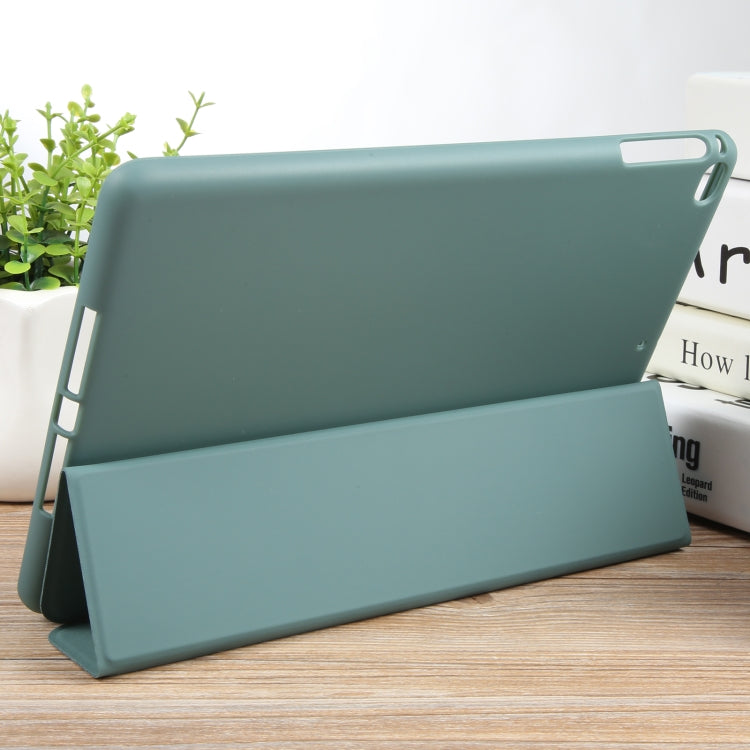 For iPad 9.7 2018 & 2017 / Air / Air2 GEBEI 3-folding Holder Shockproof Flip Leather Tablet Case(Dark Green) by GEBEI