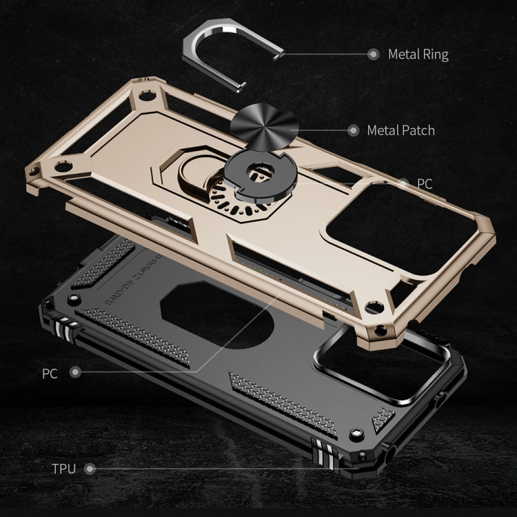 For Xiaomi Redmi Note 12 4G Global Shockproof TPU + PC Phone Case with Holder(Gold) by buy2fix